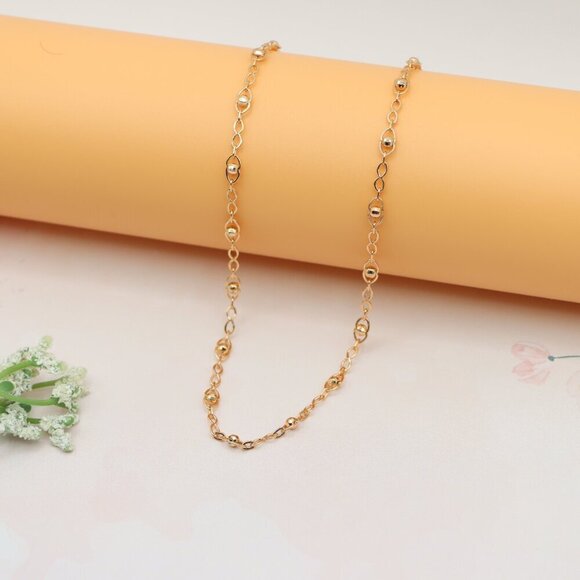 "Stylish Rose Gold Plated Chain Necklace with Beaded Accents, XPNL0150 - Picture 9 of 12